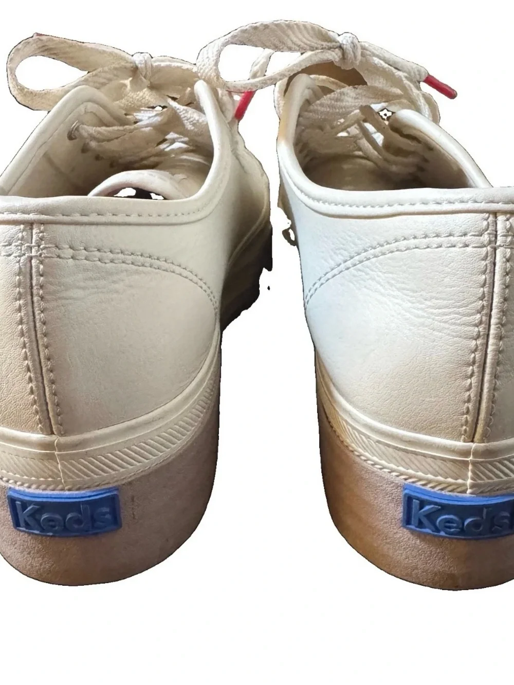 Keds Women's Triple Up Leather Platform Sneaker Off White/Taupe Size 7